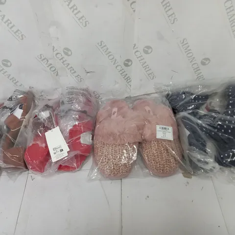 BOX OF APPROXIMATELY 15 ASSORTED SHOES TO INCLUDE BOOTS, SLIPPERS, AND SANDALS