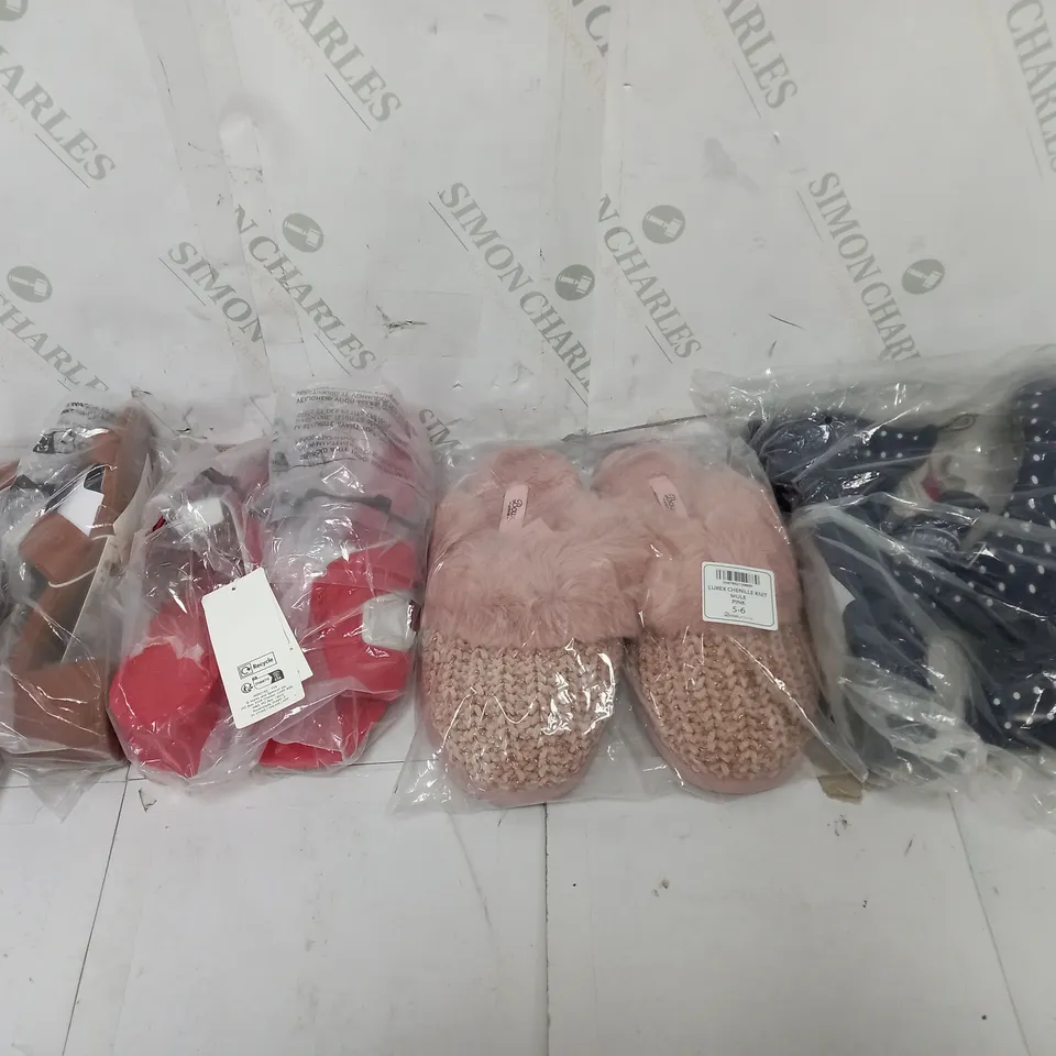 BOX OF APPROXIMATELY 15 ASSORTED SHOES TO INCLUDE BOOTS, SLIPPERS, AND SANDALS 