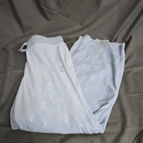JUICY COUTURE VELOUR RHINESTONE TRACKSUIT PANTS IN BABY BLUE SIZE M