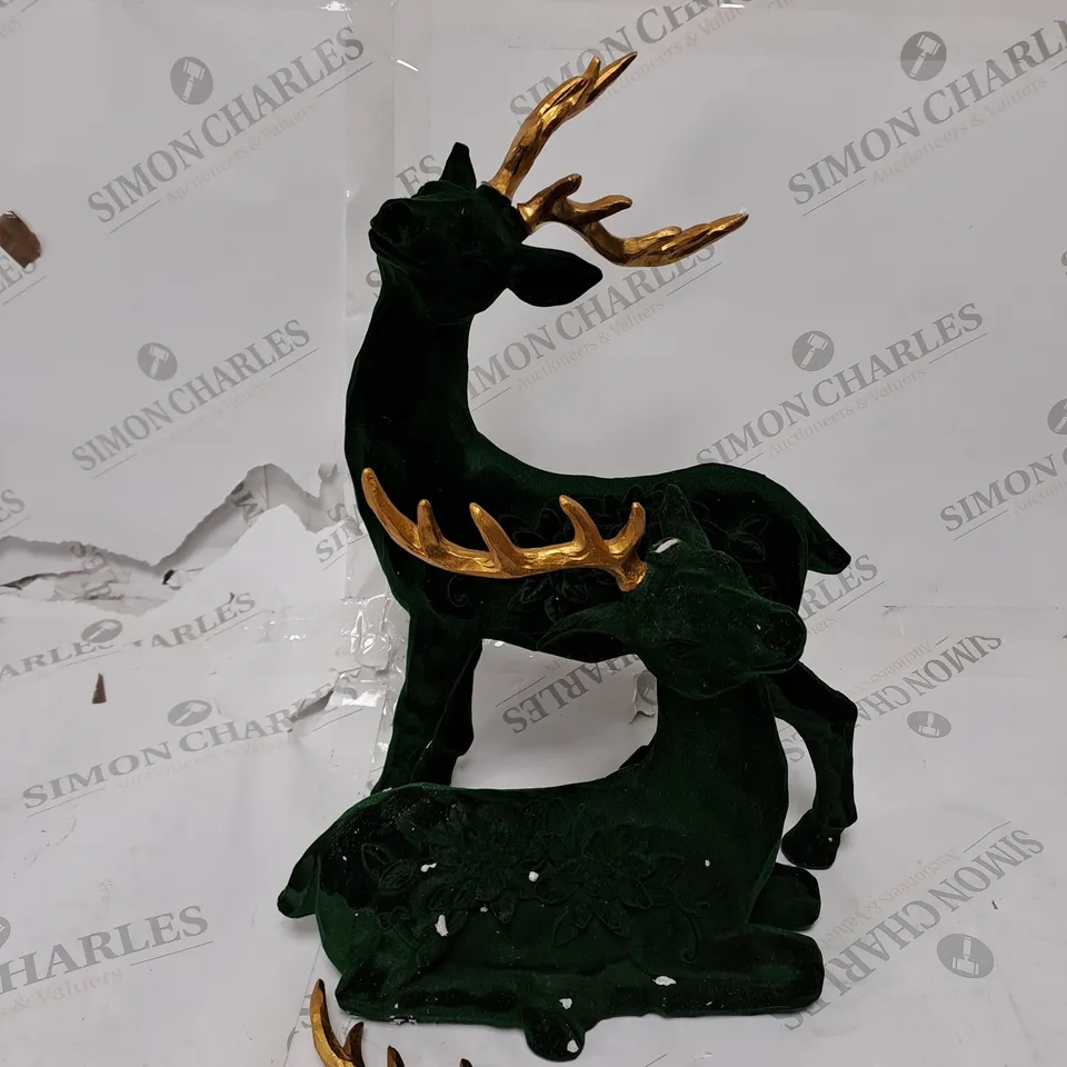 BOXED ALISON CORK SET OF 2 VELVET HENRY STAGS