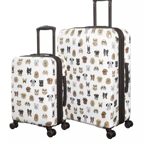 IT LUGGAGE SHEEN GROOVY DOG PRINT HARDSHELL 2PC SUITCASE SET