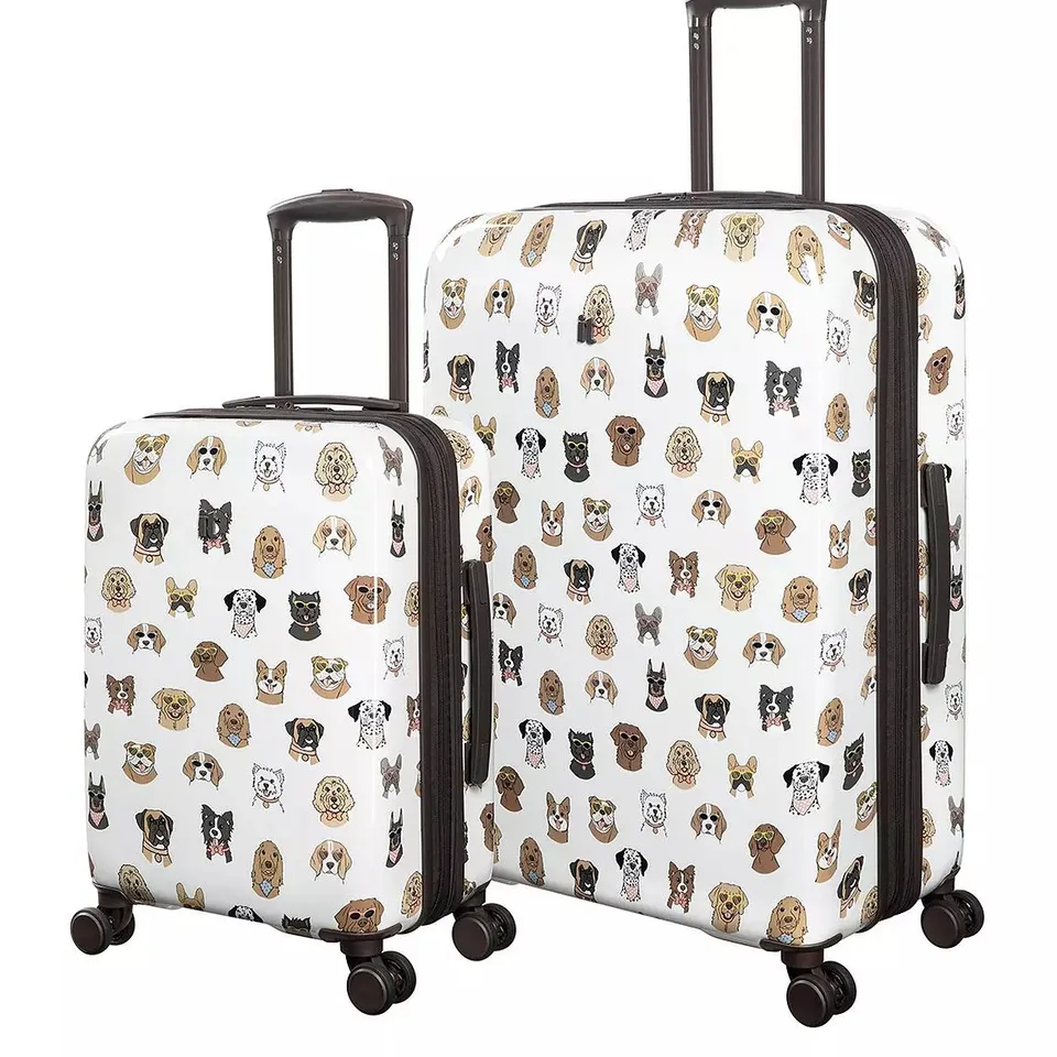 IT LUGGAGE SHEEN GROOVY DOG PRINT HARDSHELL 2PC SUITCASE SET