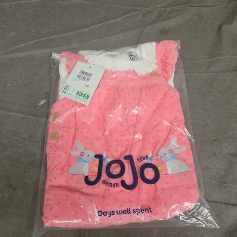 JOJO MAMAN BÉBÉ PINK DUNGAREE SET, 6-12 MONTHS