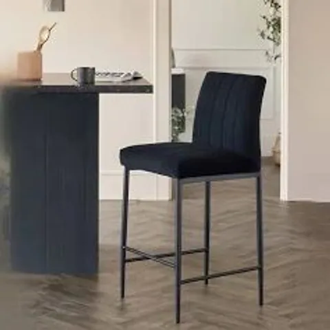 BOXED KENDRA BLACK METAL BAR STOOL BLACK CLASSIC VELVET