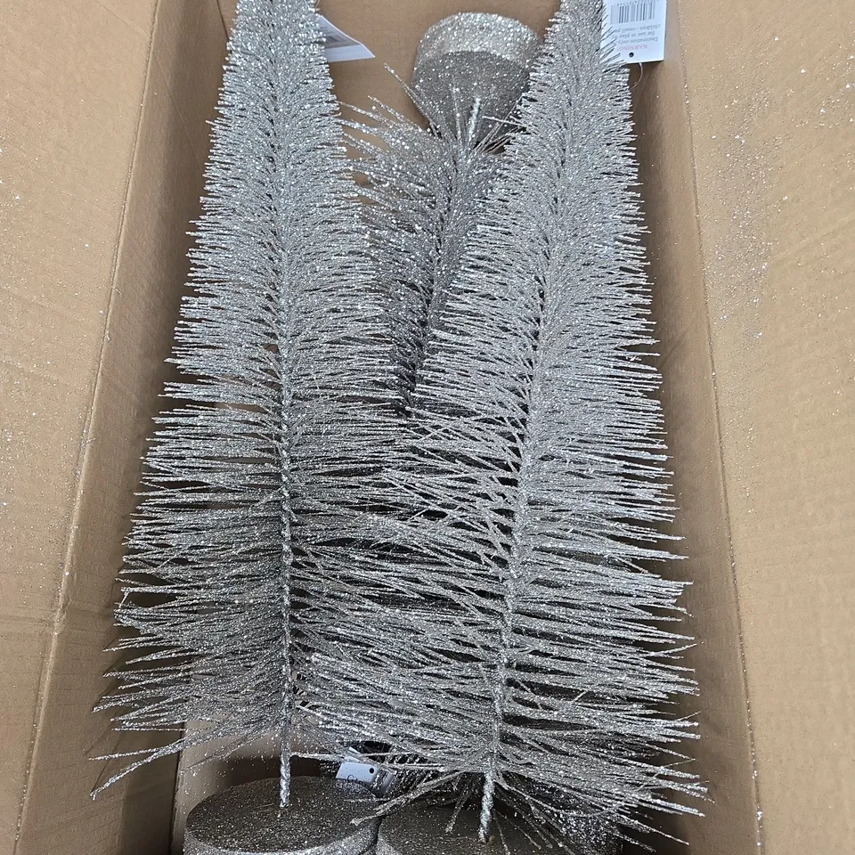 4  GISELA GRAHAM SNOWY GLITTER BRISTLE TREES