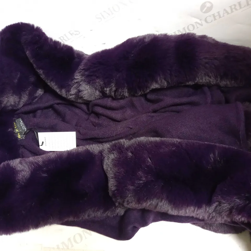 FRANK USHER FAUX FUR CAPE AUBERGINE ONE SIZE