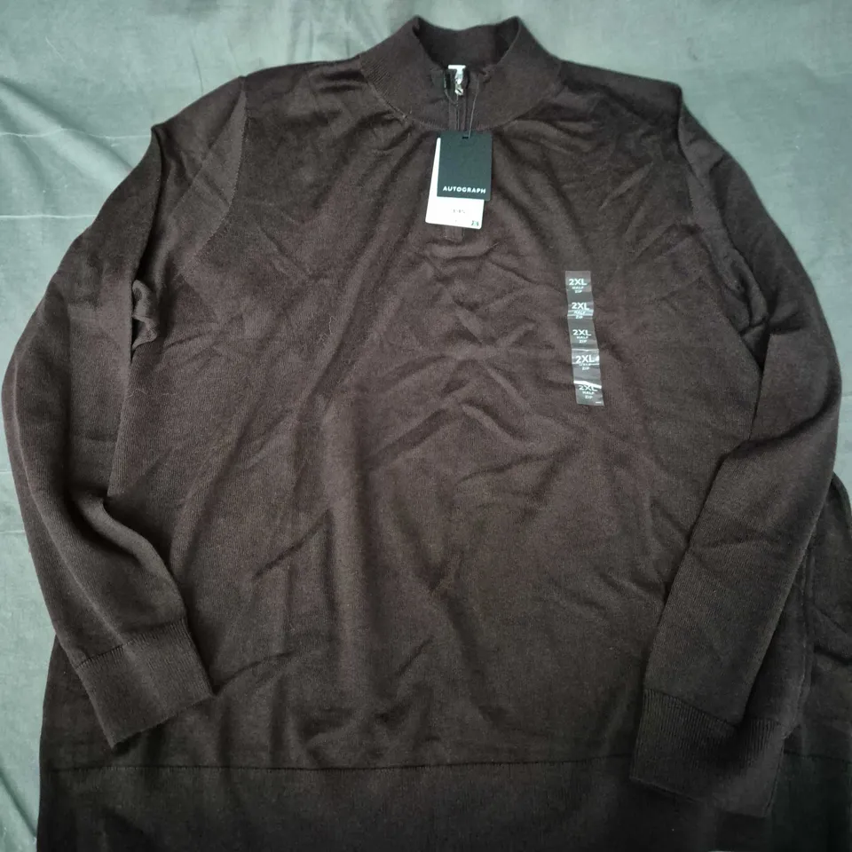 AUTOGRAPH EXTRA FINE MERINO WOOL JUMPER – MEN'S, UK 2XL, DARK BURGUNDY