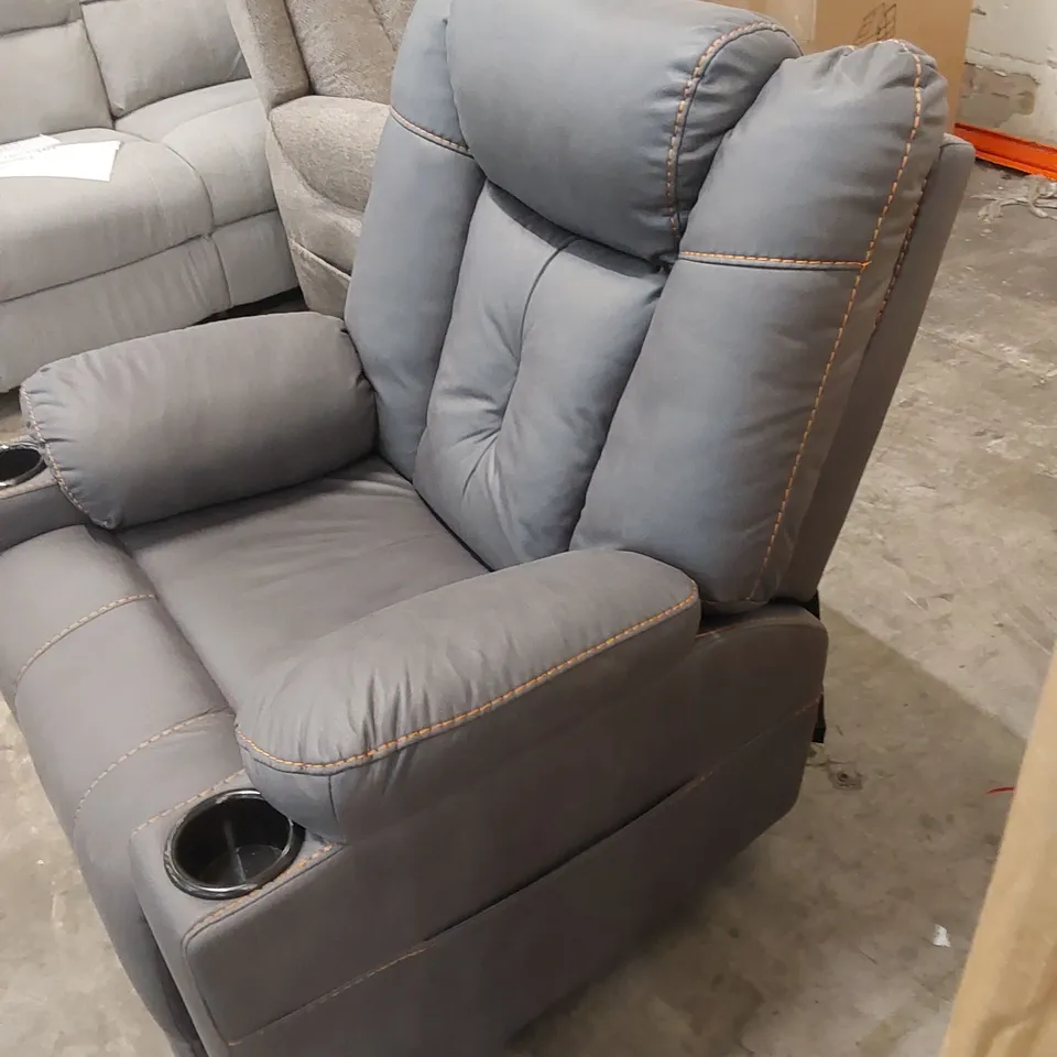 DESIGNER ROCKING MANUAL RECLINER CHAIR - GREY