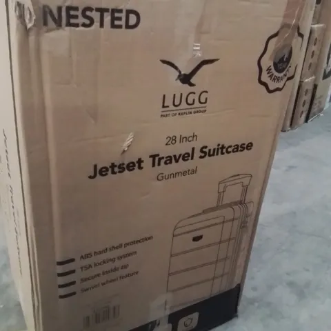 BOXED LUGG 28INCH JETSET TRAVEL SUITCASE GUNMETAL 