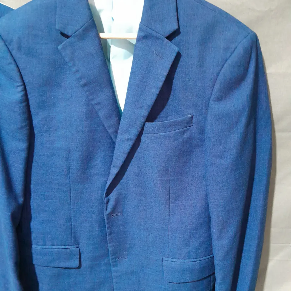 MOSS BROS 3-PIECE SLIM FIT SUIT WITH ACCESSORIES IN BLUE - JACKET UNSPECIFIED / SHIRT 16/40.5 / TROUSERS 32R