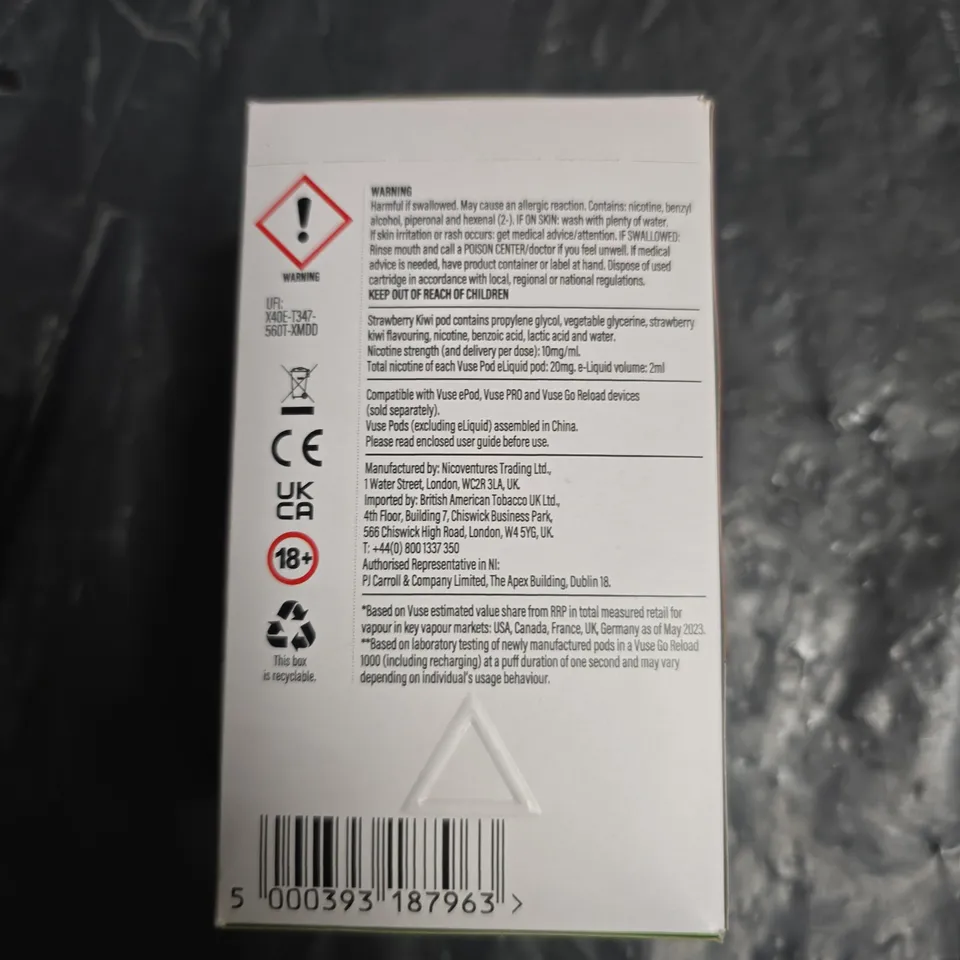 VUSE STRAWBERRY KIWI NICOTINE VAPE PODS – 5 X 2-PACK, 10 MG/ML