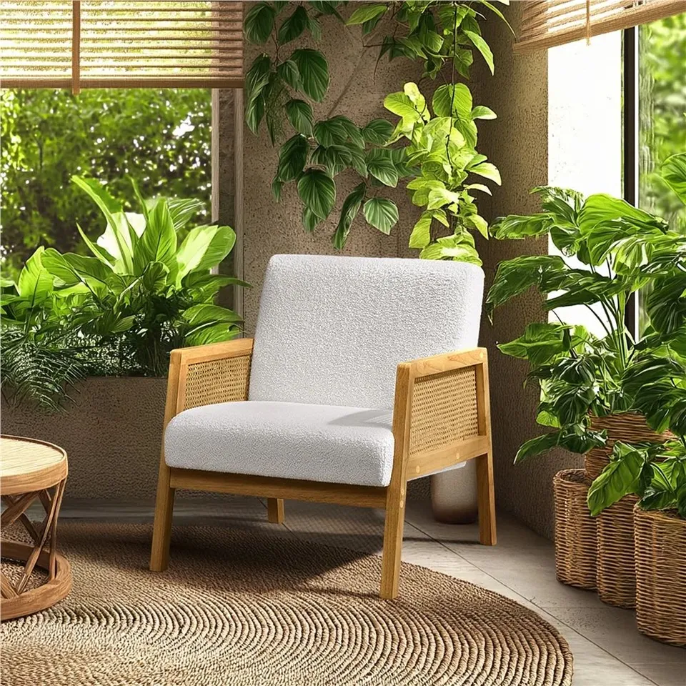 BOXED 67.5cm WIDE LINEN LOUNGE CHAIR - IVORY (1 BOX)