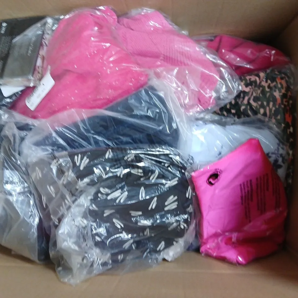 APPROXIMATELY 35 ASSORTED CLOTHING ITEMS IN VARIOUS STYLES, SIZES & COLOURS ATO INCLUDE DRESSES, TROUSERS, JUMPERS, ETC