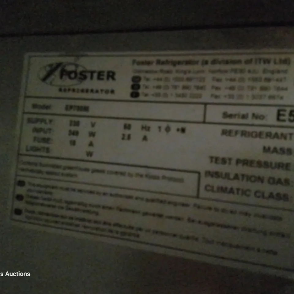 FOSTER TALL SINGLE DOOR FRIDGE Model EP700M
