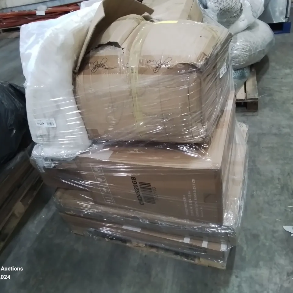 PALLET CONTAINING VARIOUS BOXED FURNITURE PARTS AND OTHER HOUSEHOLD ITEMS ETC.