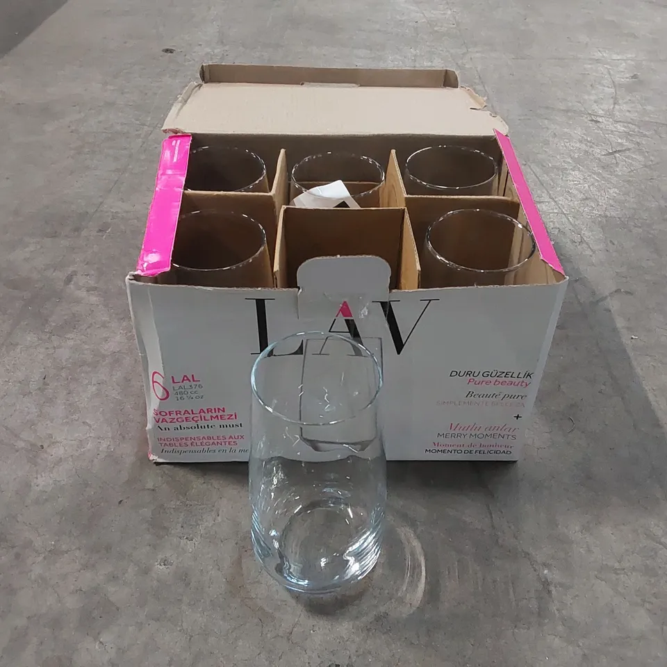 BOXED SET OF 6 LAV - LAL HIGHBALL GLASSES - 480ML  (1 BOX)