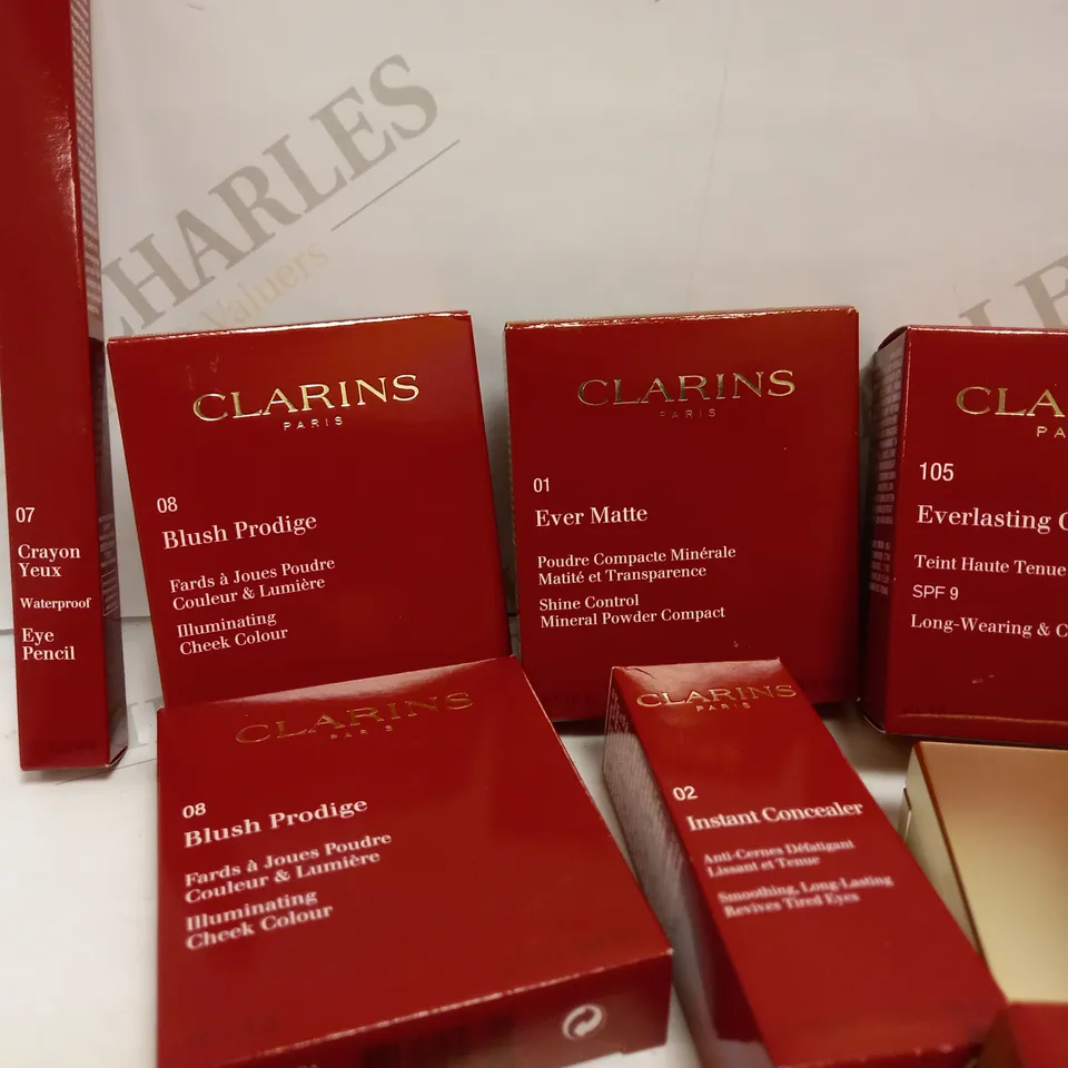 LOT OF APPROX 10 TO INCUDE CLARINS NATURAL LIGHT LIP PERFECTOR , EVERLASTING FOUNDATION , CONCEALER , ETC