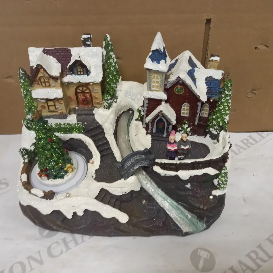 FESTIVE WINTER WISHES ANIMATED MUSICAL CHRISTMAS SCENE ORNAMENT - CHRISTMAS TREE 