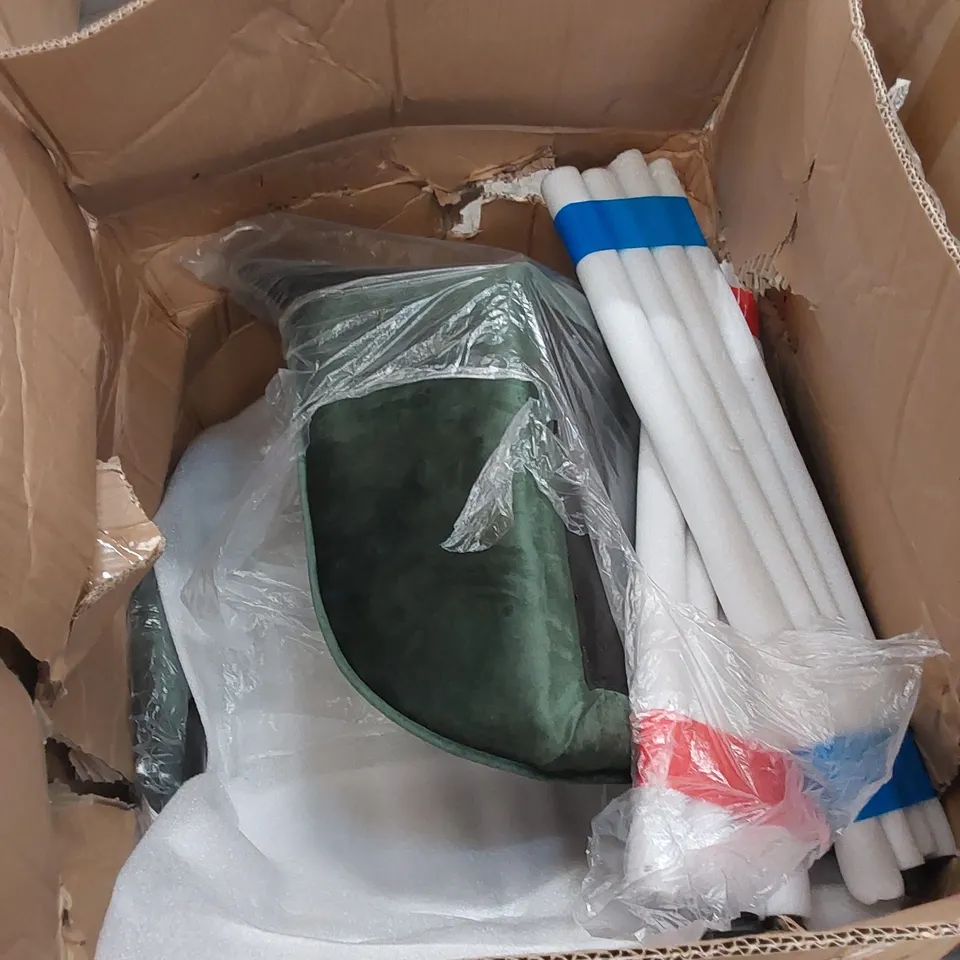 BOXED SET OF 2 GREEN VELVET CHAIRS