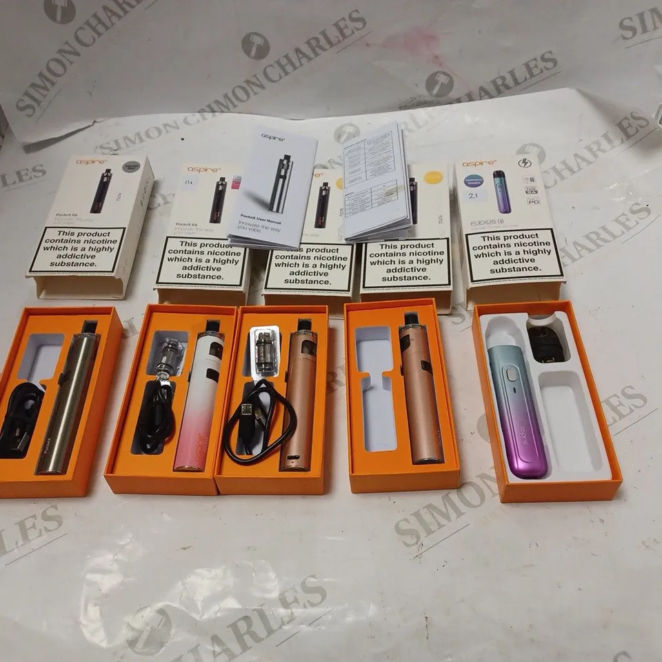 BOXED LOT OF ASPIRE KITS TO INCLUDE 4X OCKEX KIT AND A FLEXUS KIT