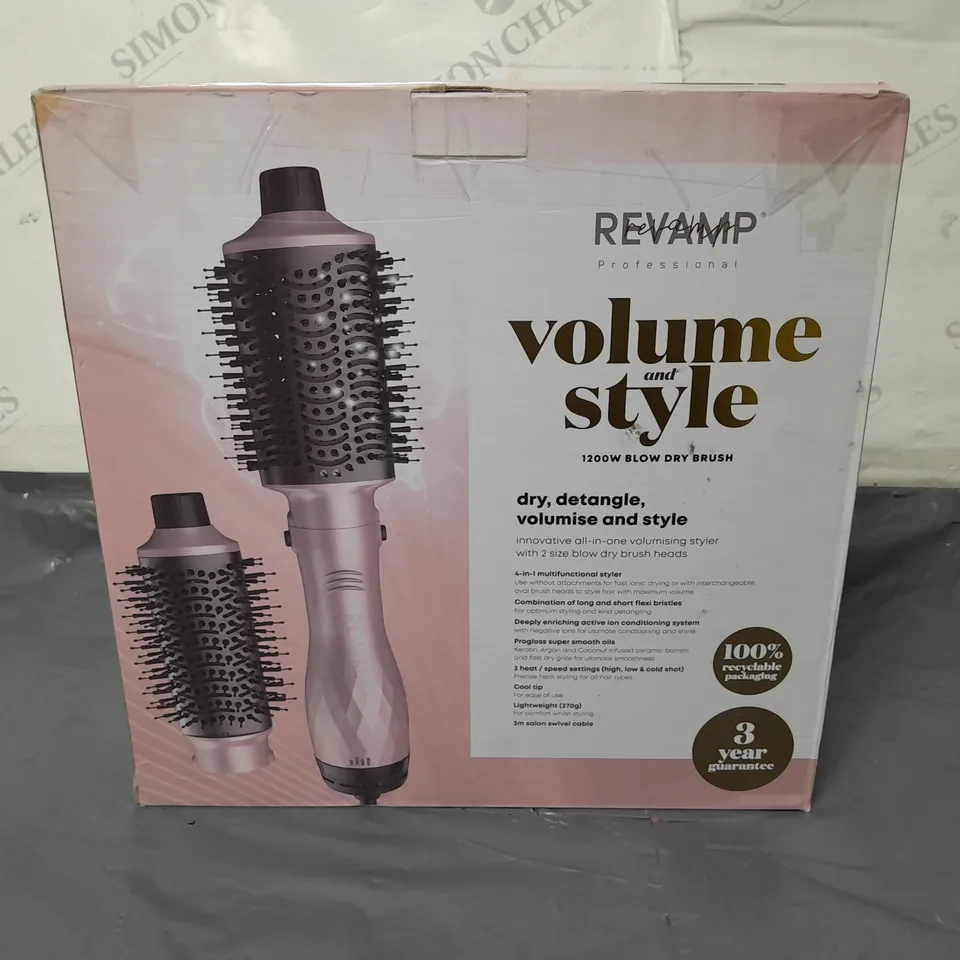 BOXED REVAMP PROFESSIONAL VOLUME AND STYLE 1200W BLOW DRY BRUSH INNOVATIVE ALL IN ONE VOLUMISING STYLER