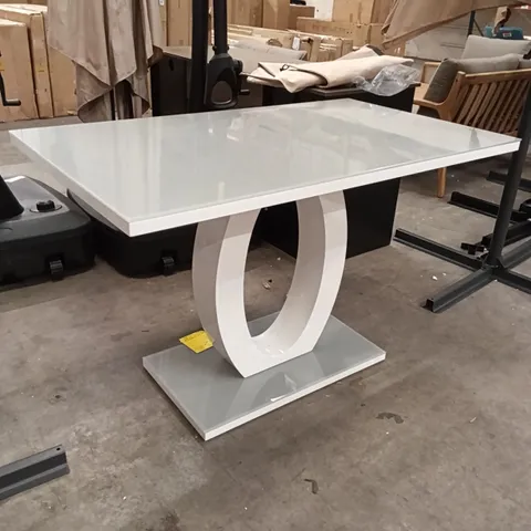 GIOVANI MODERN HIGH GLOSS AND GLASS DINING TABLE - WHITE/GREY