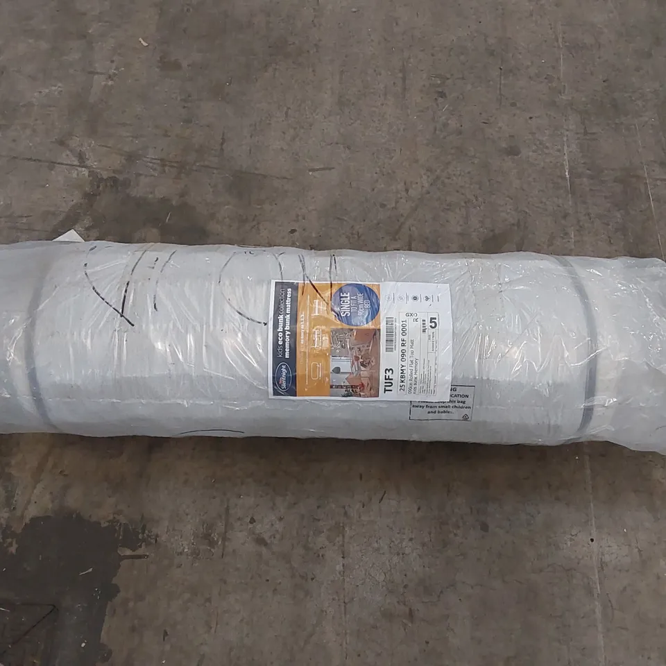  QUALITY BAGGED ROLLED SILENTNIGHT 90CM ROLLED FLAT TOP KIDS BUNK MEMORY FOAM MATTRESS