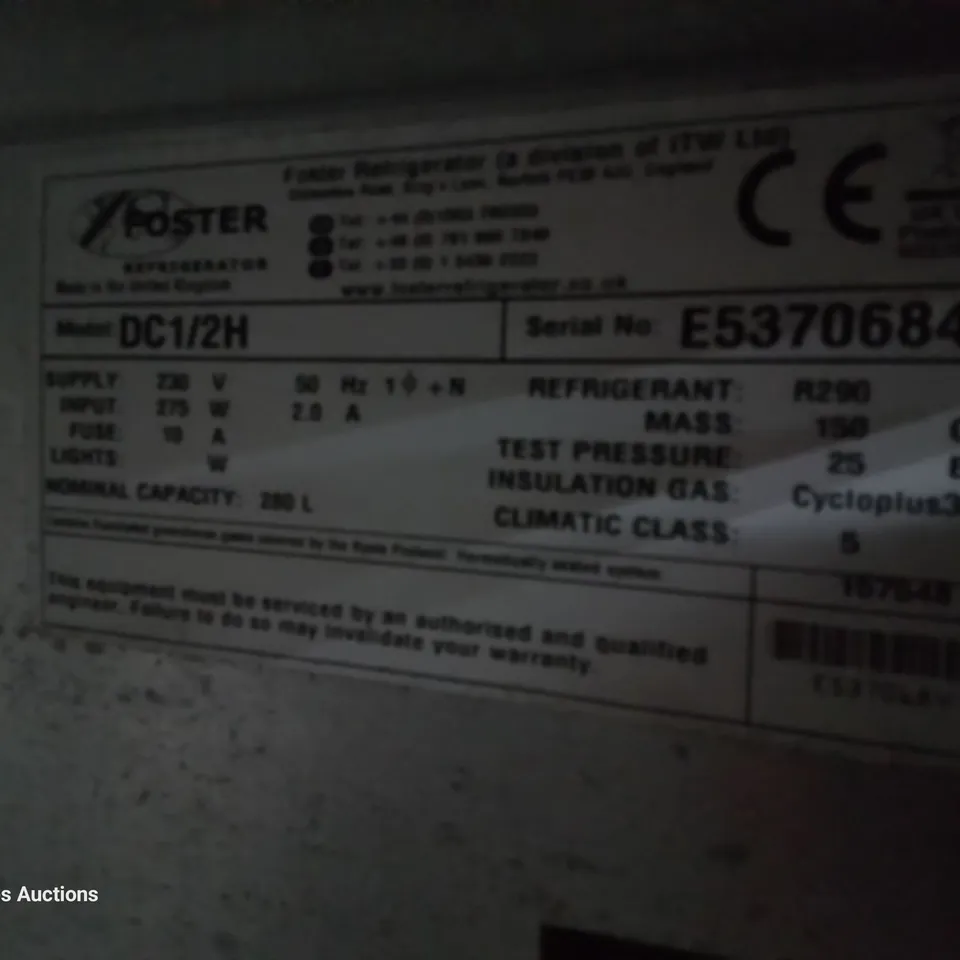 FOSTER ECO PRO G2 DOUBLE DOOR COUNTER FRIDGE Model DC1/2H