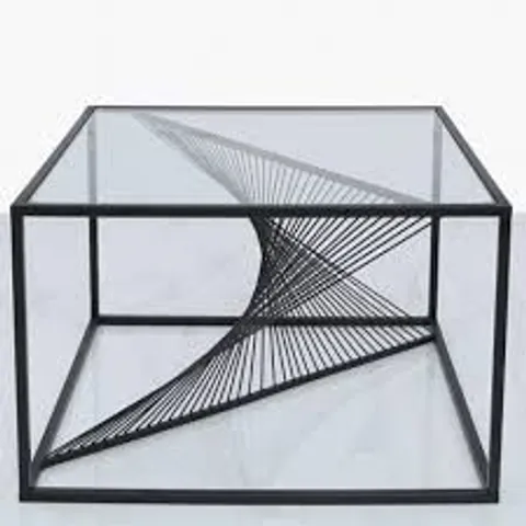 BRAND NEW BOXED HOMESDIRECT365 BLACK METAL/GLASS COFFEE TABLE