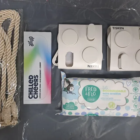 APPROXIMATELY 10 ASSORTED HOUSEHOLD ITEMS TO INCLUDE FRED & FLO WIPES, AIR UP PODS, ETC