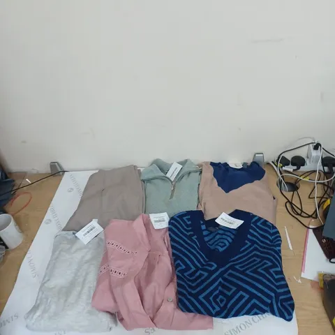 BOX OF ASSORTED WOMENS CLOTHING TO INCLUDE TROUSERS, SWEATERS, FLEECES ETC