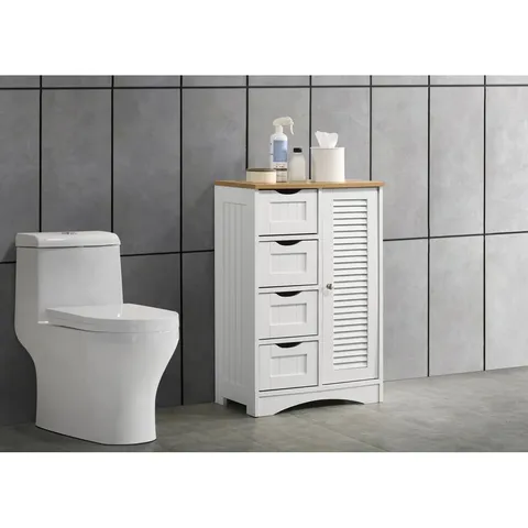 BOXED DANNA FREESTANDING BATHROOM CABINET - OAK & WHITE (1 BOX)