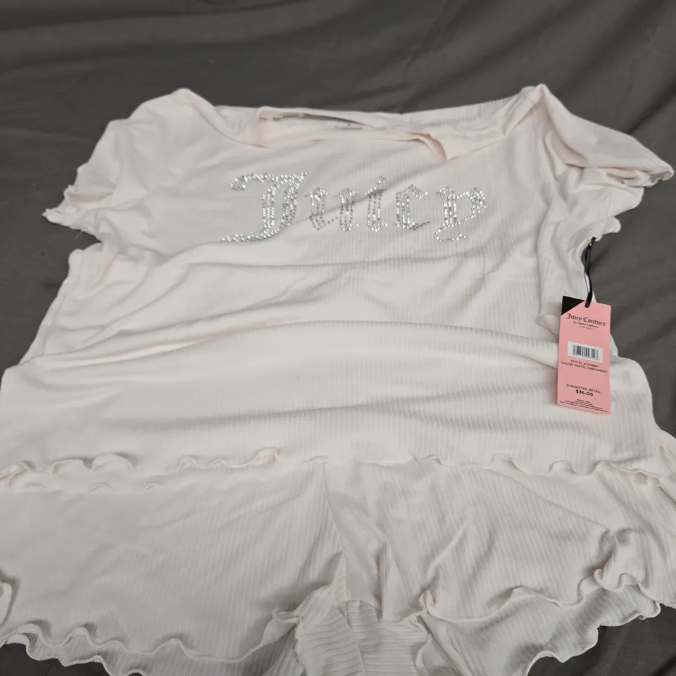 JUICY COUTURE TOP AND SHORTS SET PASTEL PARCHMENT SIZE XL