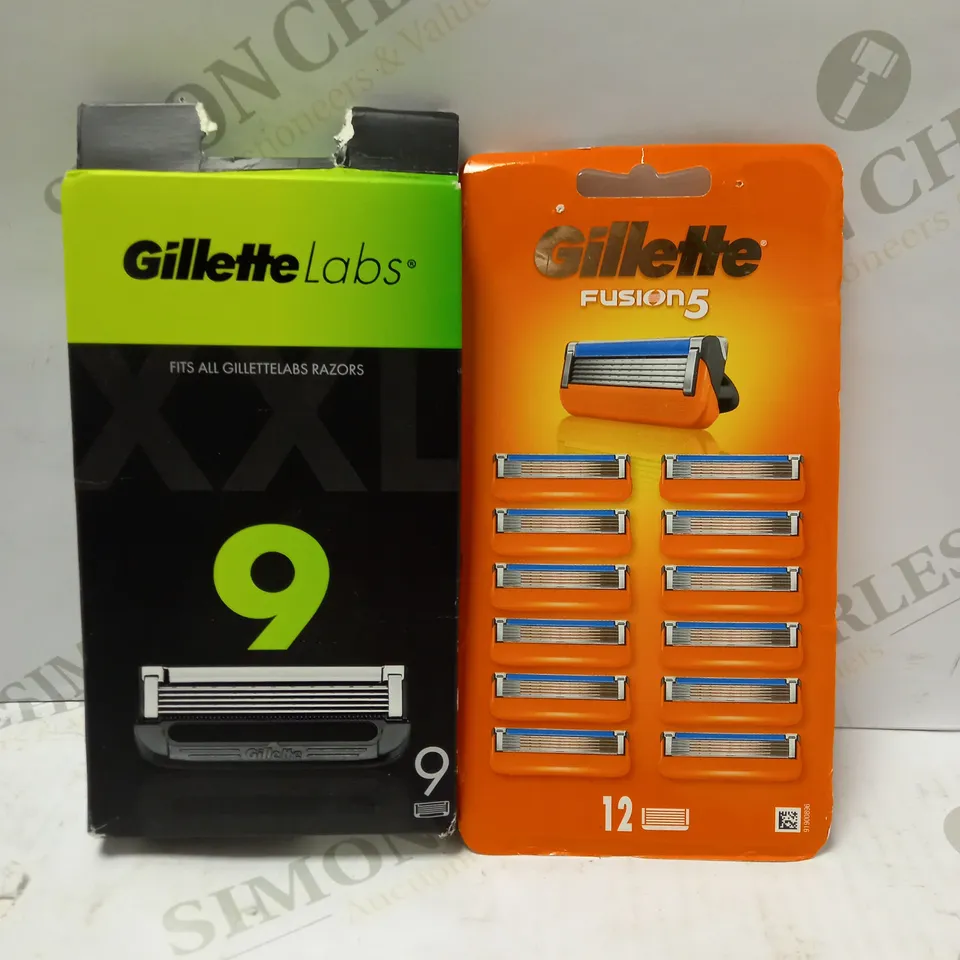 LOT OF 2 GILETTE PRODUCTS TO INCLUDE LABS RAZOR BLADES PACK & FUSION5 BLADES PACK 
