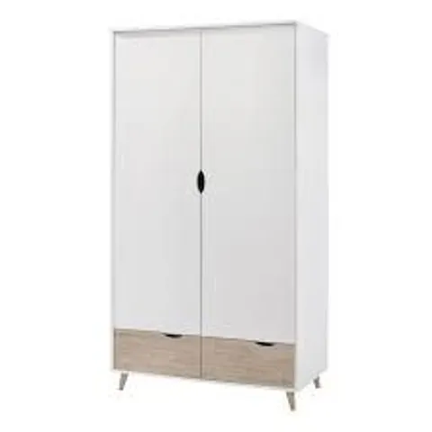 BOXED STOCKHOLM 2 DOOR WARDROBE - WHITE/SONOMA OAK (2 BOXES)