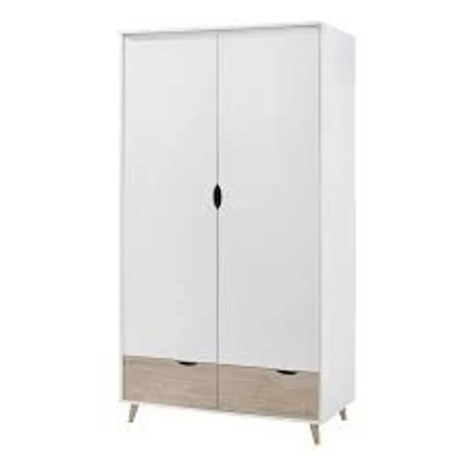 BOXED STOCKHOLM 2 DOOR WARDROBE - WHITE/SONOMA OAK (2 BOXES)