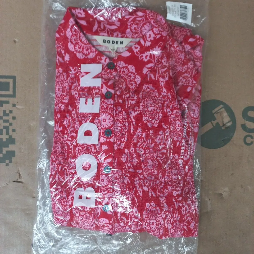 BAGGED BODEN SMOCKED JERSEY DRESS IN RED SIZE UK 6R