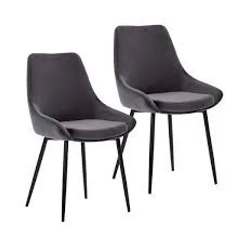 BRAND NEW CARSON CARRINGTON IDO VELVET DINING CHAIRS SET OF 2 -GREY-