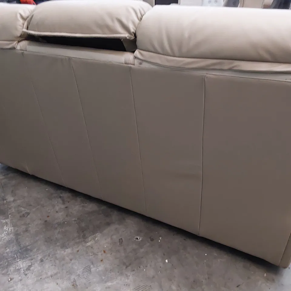 QUALITY BRITISH DESIGNER G PLAN NEWMARKET THREE SEATER SOFA CAMBRIDGE TAUPE LEATHER 