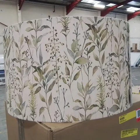 BOXED DRUM LAMP SHADE -FLORAL GREEN-