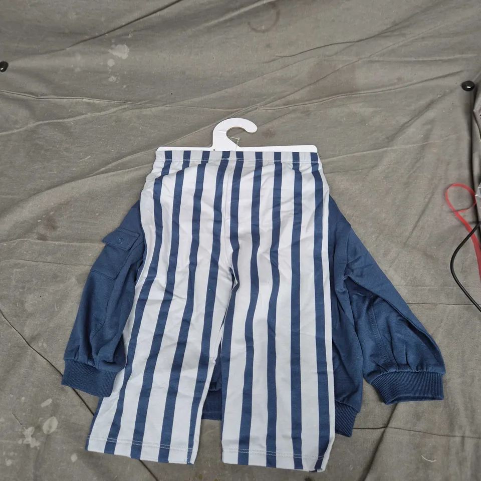 Baby Tu Navy Sweatshirt & Striped Pants Set, 18-24 Months