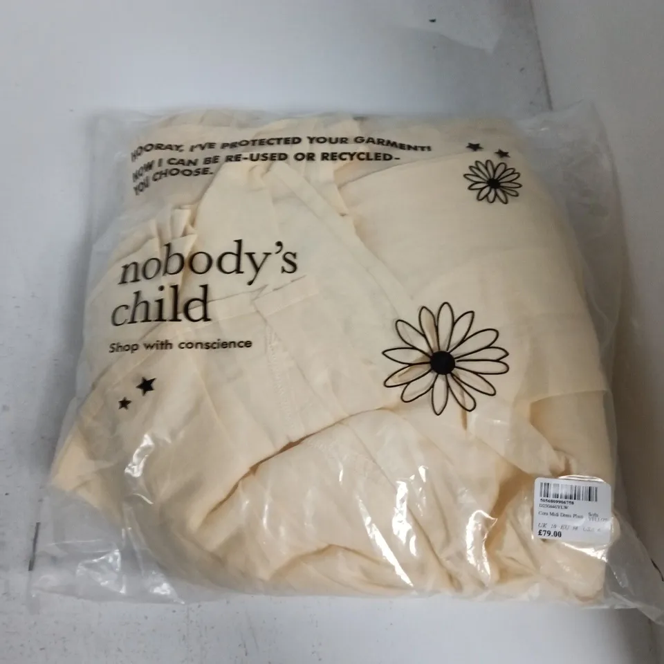 BAGGED NOBODYS CHILD CORA MIDI DRESS PLAIN IN SOFTS YELLOW - UK 10