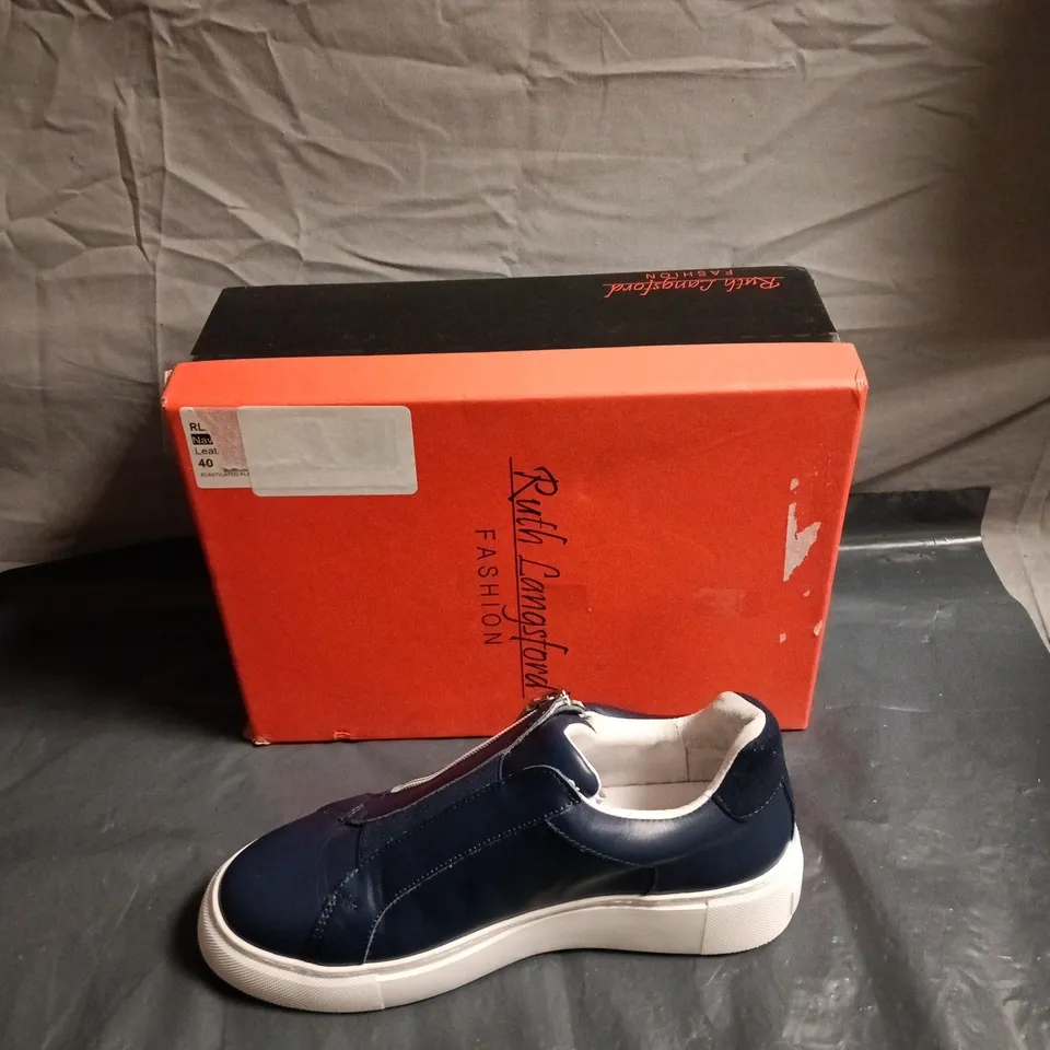 RUTH LANGSFORD FASHION NAVY SLIP-ON SNEAKER – BOXED - SIZE EUR 40 