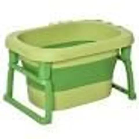 BOXED HOMCOM FOLDABLE BABY BATHTUB, WITH STOOL - GREEN