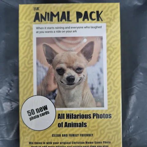 BOX OF APPROXIMATELY 40 SEALED ANIMAL PHOTO PACKS FOR THE CHRISTIAN MEME GAME