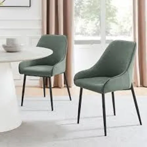 BOXED SET OF 2 BEAUMONT GREEN FABRIC DINING CHAIRS