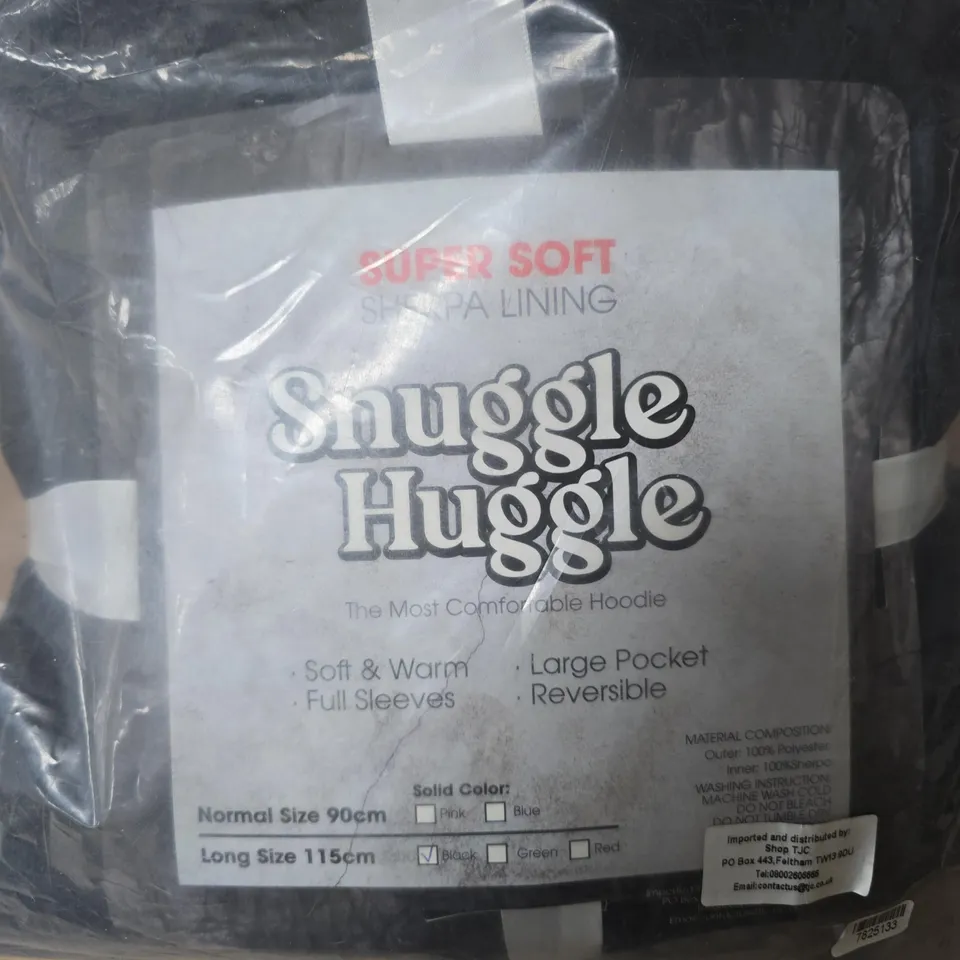 SNUGGLE HUGGLE HOODIE – SOFT & REVERSIBLE, BLACK  LONG SIZE 115CM