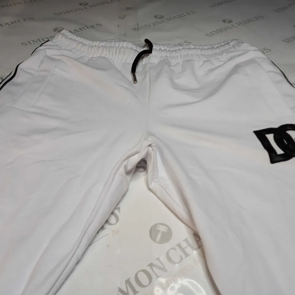 DOLCE & GABBANA LOGO TRACKSUIT BOTTOMS IN WHITE/BLACK - MEDIUM