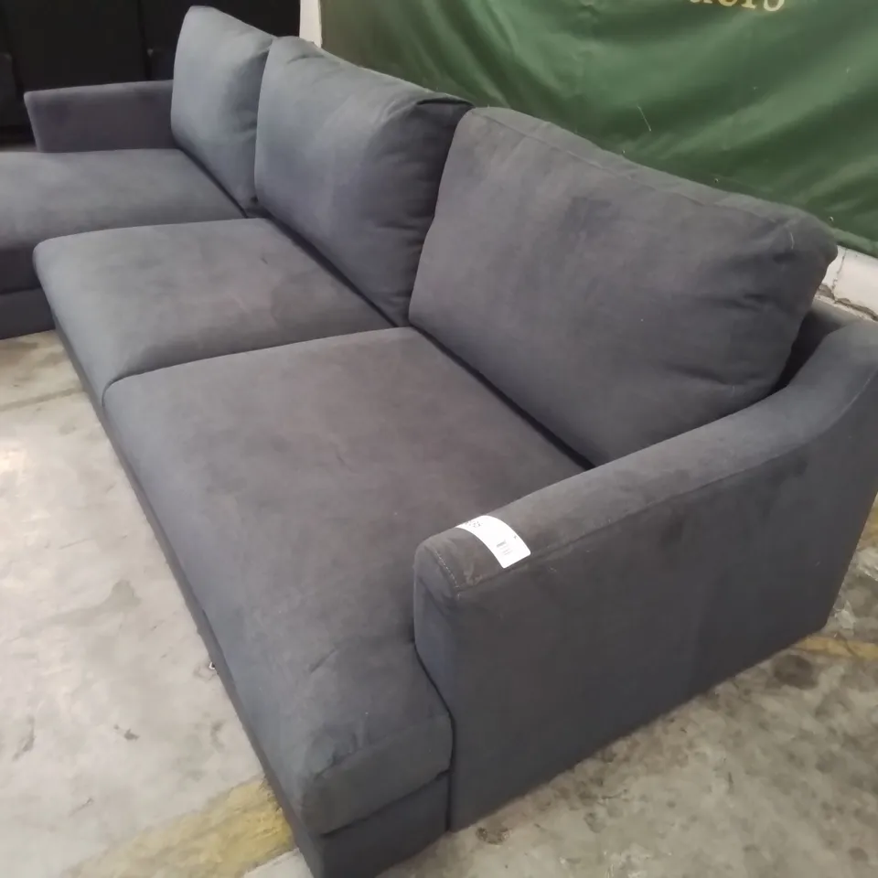 DESIGNER CHAISE SOFA CHARCOAL FABRIC 