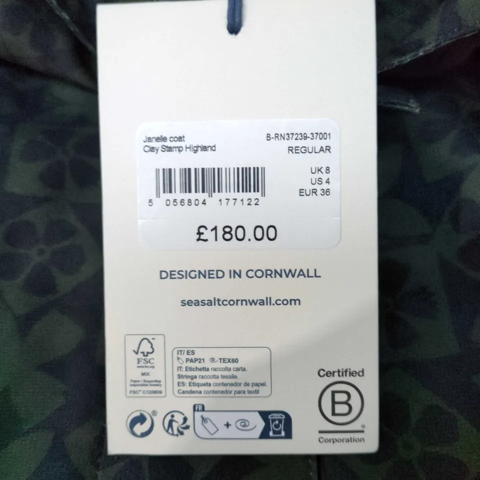 SEASALT RAIN WATERPROOF COAT – JANELLE COAT, CAMOUFLAGE, UK 8